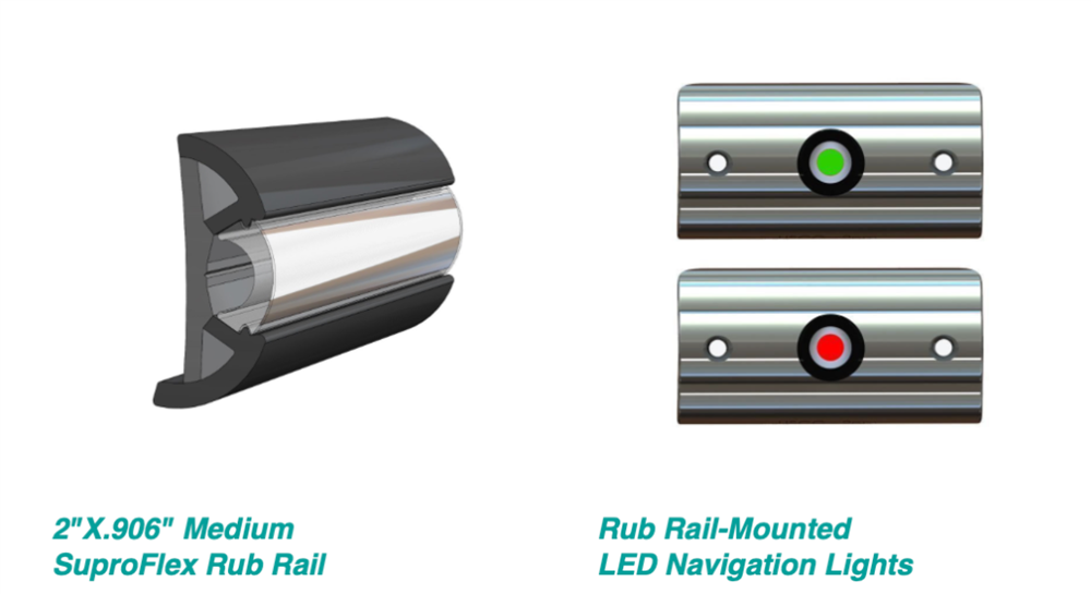 SuproFlex Rub Rail and Rub Rail Mounted LED Navigation Lights